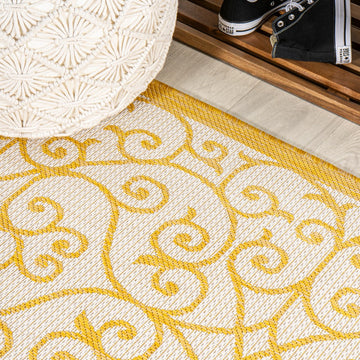 Madrid Vintage Filigree Textured Weave Indoor/outdoor Runner Rug